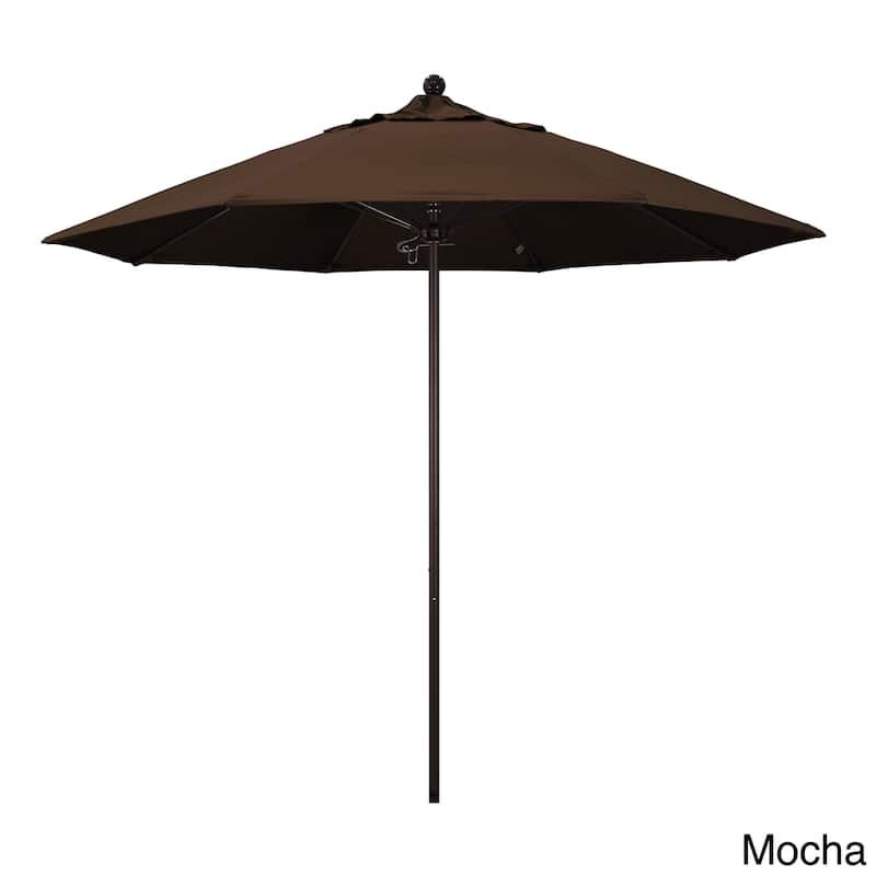 California Umbrella 9' Rd. Aluminum Frame, Fiberglass Rib Market Umbrella, Push Open, Bronze Finish, Pacifica Fabric - Mocha