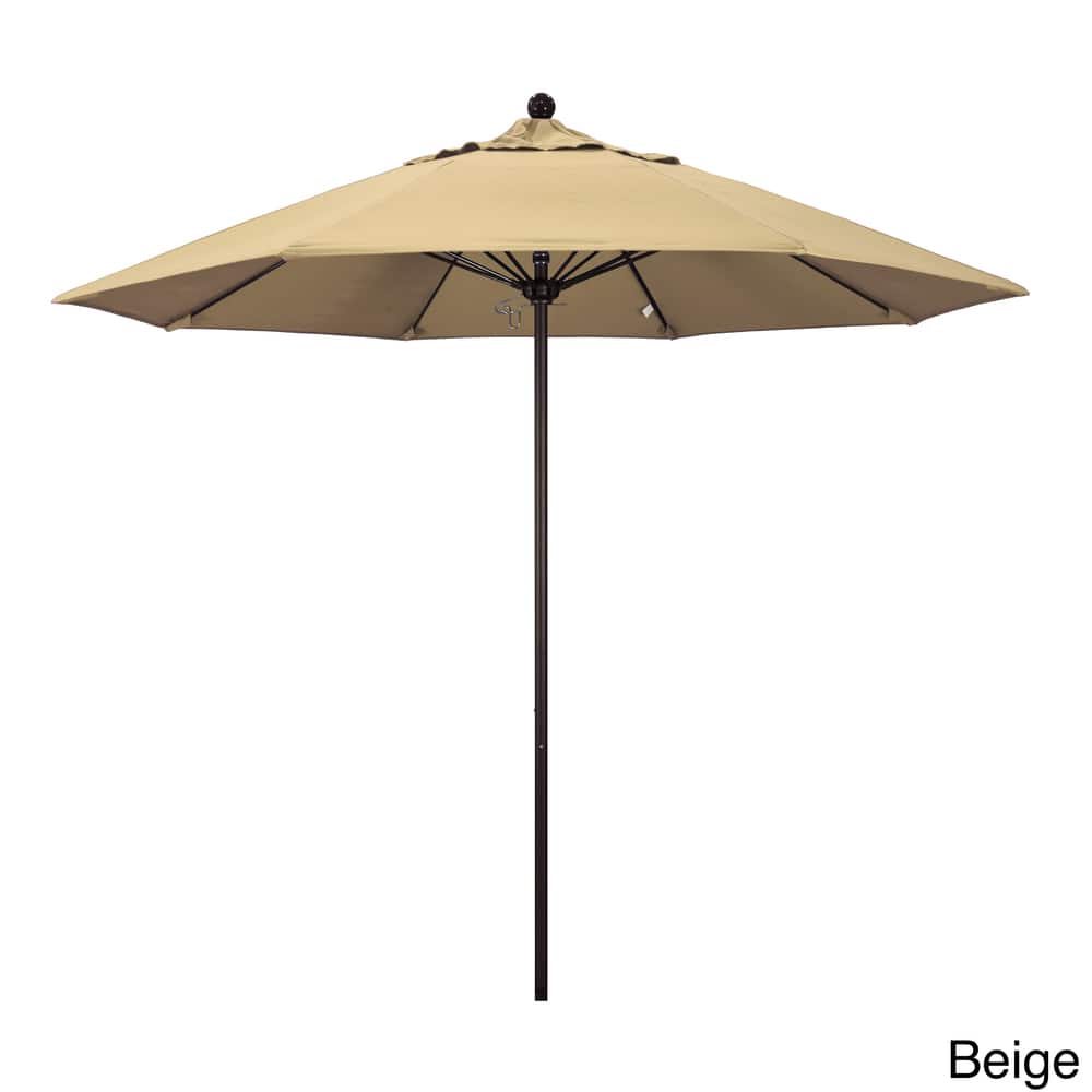 California Umbrella 9' Rd. Aluminum Frame, Fiberglass Rib Market Umbrella, Push Open, Bronze Finish, Pacifica Fabric