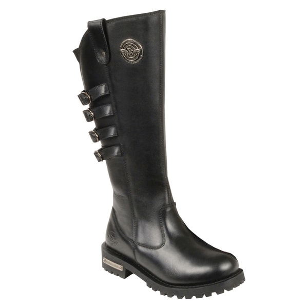 Shop Women's Black Leather Waterproof Motorcycle Boots - Free Shipping Today - Overstock.com
