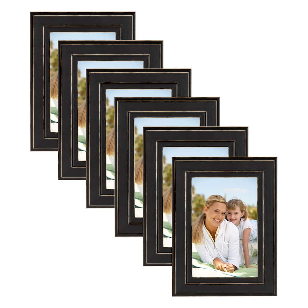 Casual Distressed Black Wood Picture Frame (Set of 6)