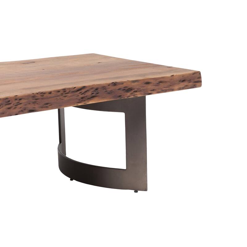 Aurelle Home Bennett Rustic Farmhouse Live Edge Coffee Table - 56" x 28" x 16"