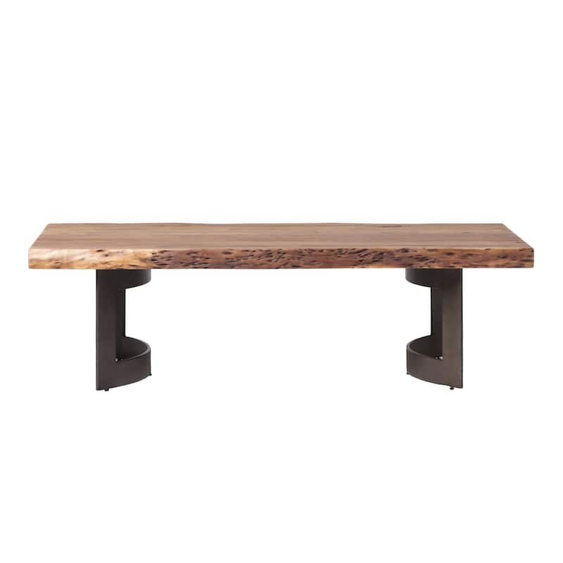 Aurelle Home Bennett Rustic Farmhouse Live Edge Coffee Table - 56" x 28" x 16"