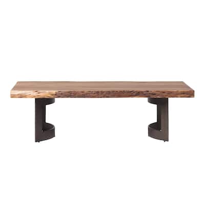 Aurelle Home Bennett Rustic Farmhouse Live Edge Coffee Table - 56" x 28" x 16"