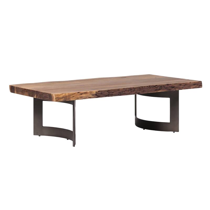 Aurelle Home Bennett Rustic Farmhouse Live Edge Coffee Table - 56" x 28" x 16"