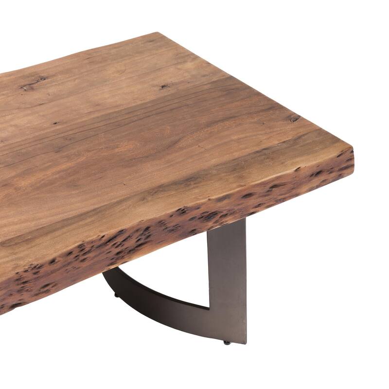 Aurelle Home Bennett Rustic Farmhouse Live Edge Coffee Table - 56" x 28" x 16"