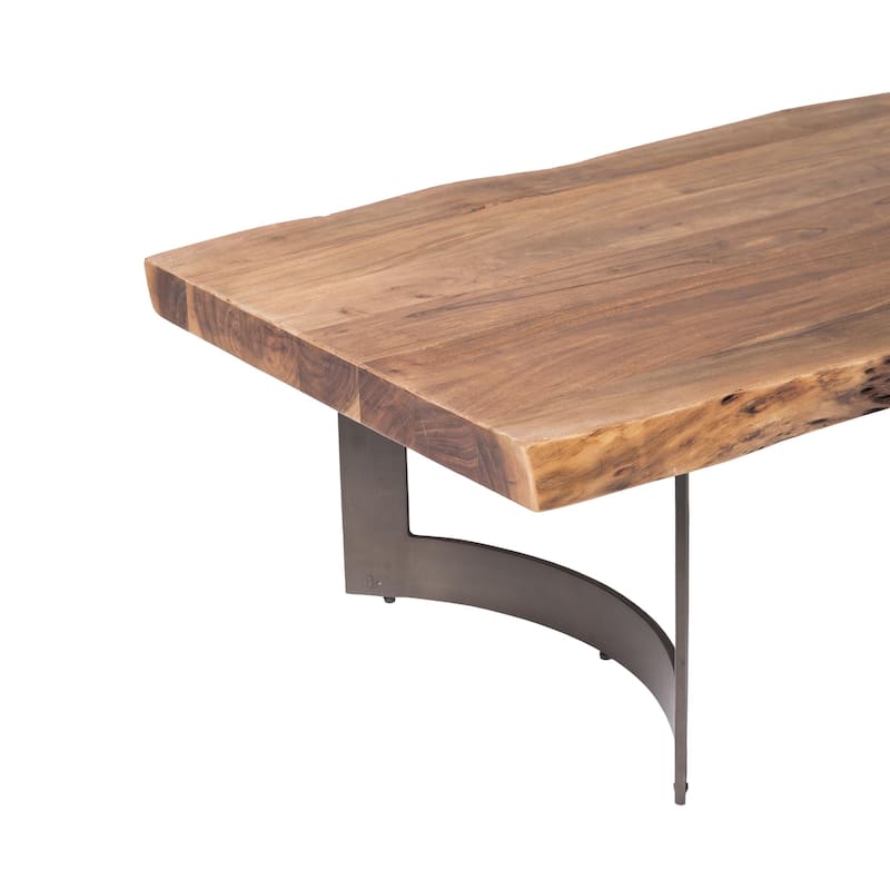 Aurelle Home Bennett Rustic Farmhouse Live Edge Coffee Table - 56" x 28" x 16"