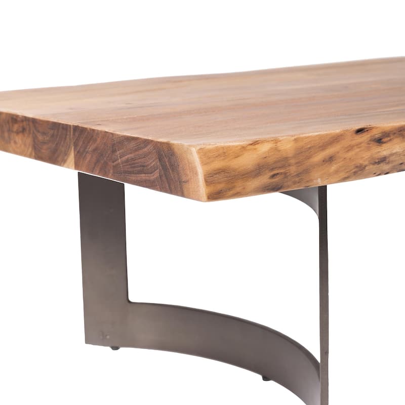 Aurelle Home Bennett Rustic Farmhouse Live Edge Coffee Table - 56" x 28" x 16"