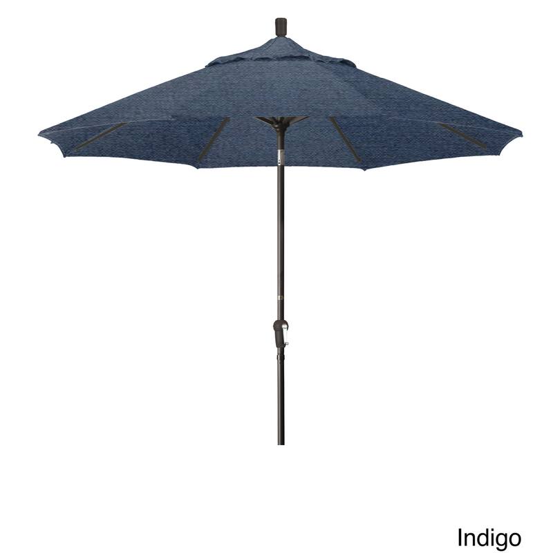 North Bend 9-foot Sunbrella Crank Open Auto-tilt Bronze Patio Umbrella by Havenside Home - Spectrum Indigo