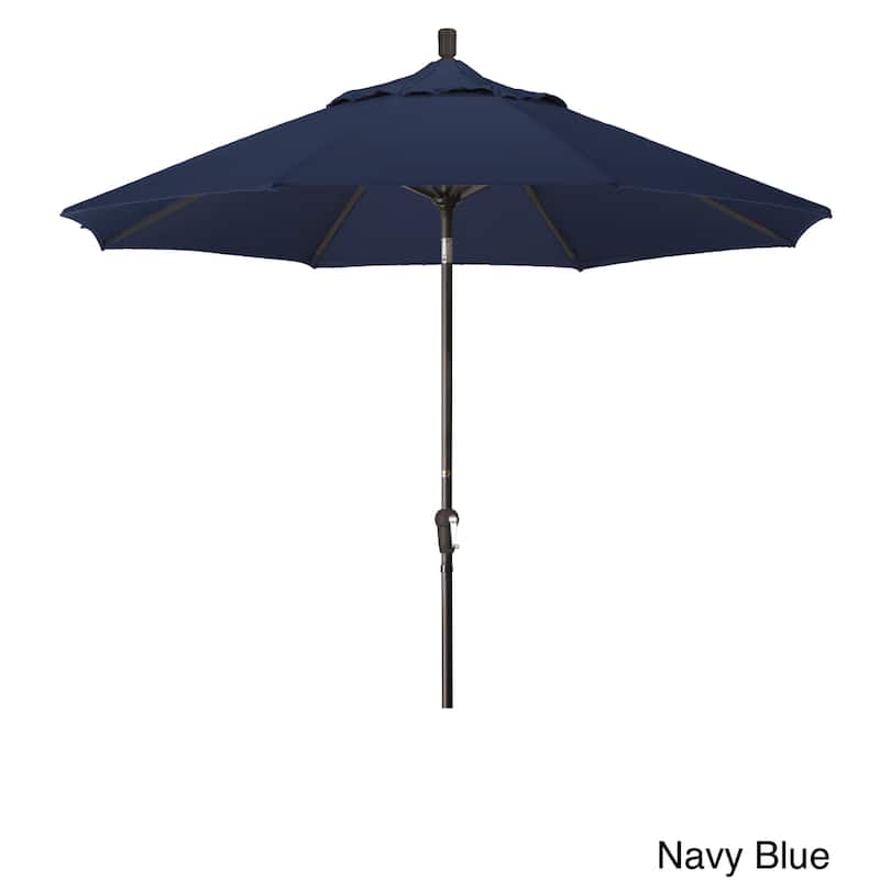 North Bend 9-foot Sunbrella Crank Open Auto-tilt Bronze Patio Umbrella by Havenside Home - Navy Blue