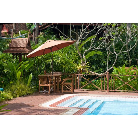 California Umbrella 11' Rd. Aluminum Crank Open Auto Tlit Market Umbrella, Champagne Finish, Double Wind Vent, Sunbrella Fabric