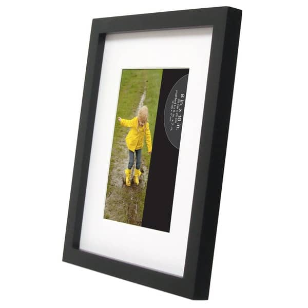 13x16 Black Picture Frame with 10.5x13.5 White Mat Opening for 11x14 Image,  0.75 Inch Border, UV 