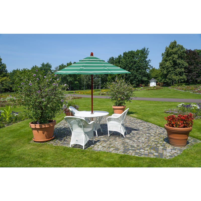 California Umbrella 9' Round Marenti Wood Frame Patio Umbrella with Pacifica Fabric, Base Not Included