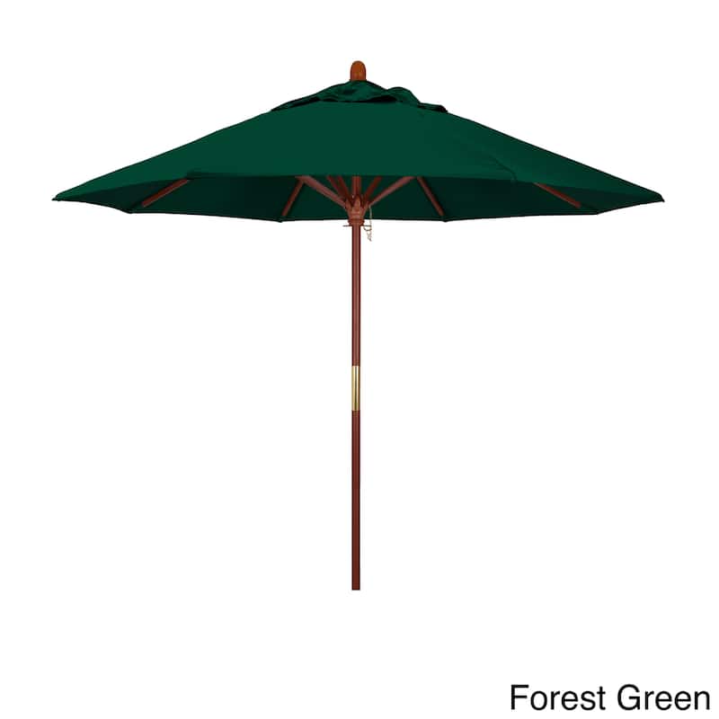 California Umbrella 9ft Marenti Wooden Sunbrella Patio Umbrella with Sunbrella Fabric, Base Not Included - Forest Green