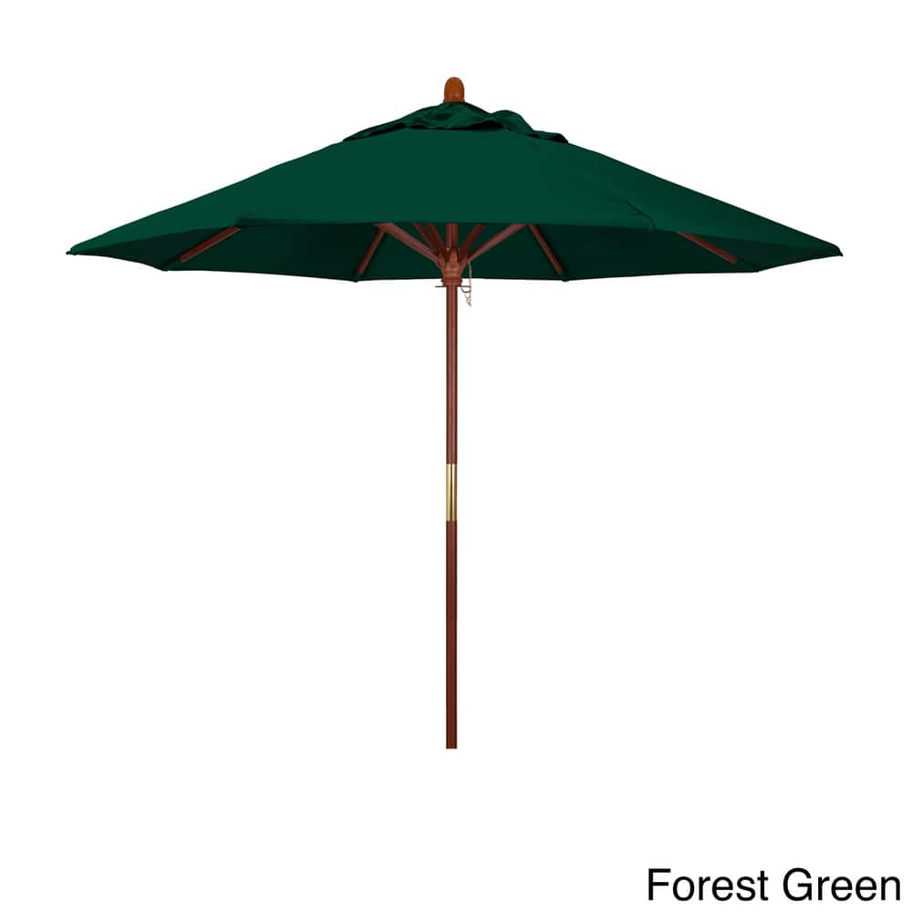 California Umbrella 9ft Marenti Wooden Sunbrella Patio Umbrella with Sunbrella Fabric, Base Not Included