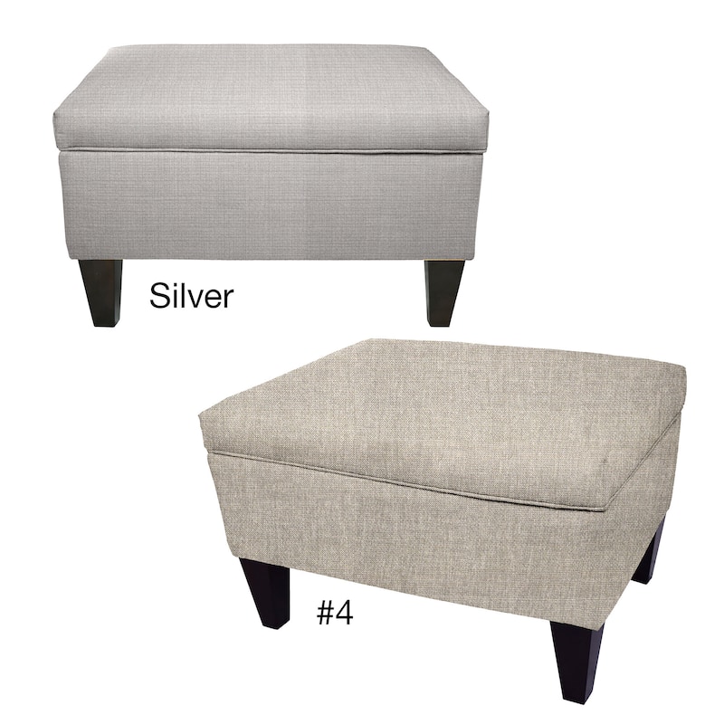 MJL Furniture BROOKLYN Grey Polyester, Wood Upholstered Storage Ottoman