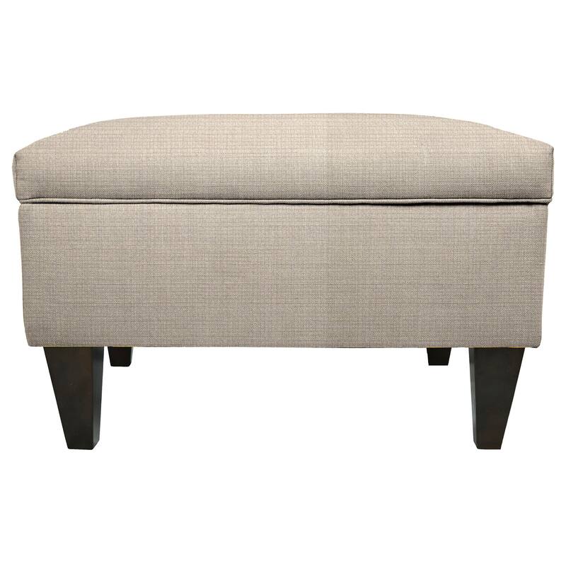 MJL Furniture BROOKLYN Grey Polyester, Wood Upholstered Storage Ottoman