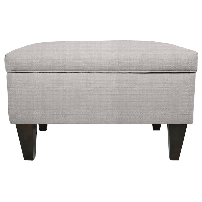 MJL Furniture BROOKLYN Grey Polyester, Wood Upholstered Storage Ottoman