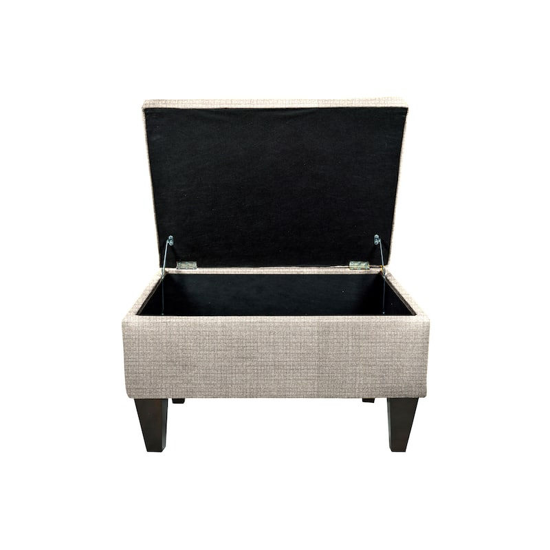 MJL Furniture BROOKLYN Grey Polyester, Wood Upholstered Storage Ottoman