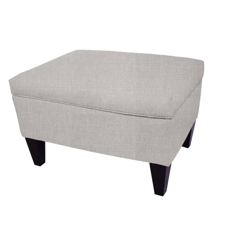 MJL Furniture BROOKLYN Grey Polyester, Wood Upholstered Storage Ottoman