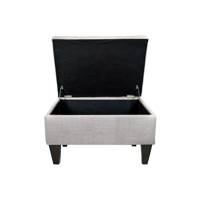 MJL Furniture BROOKLYN Grey Polyester, Wood Upholstered Storage Ottoman