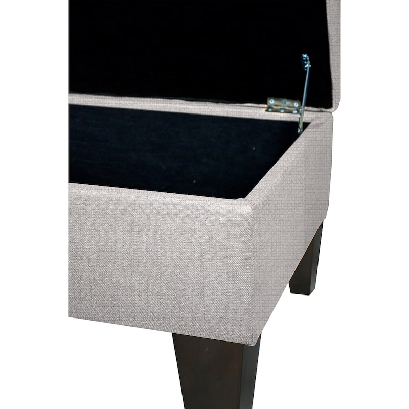 MJL Furniture BROOKLYN Grey Polyester, Wood Upholstered Storage Ottoman
