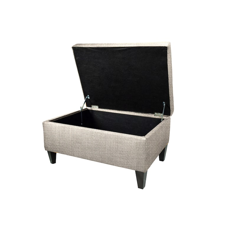 MJL Furniture BROOKLYN Grey Polyester, Wood Upholstered Storage Ottoman