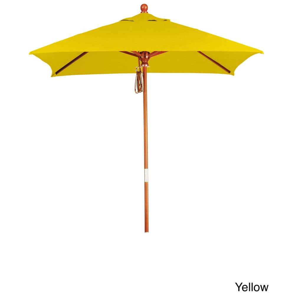 Port Lavaca 6ft Square, Sunbrella Fabric Wooden Patio Umbrella by Havenside Home, Base Not Included
