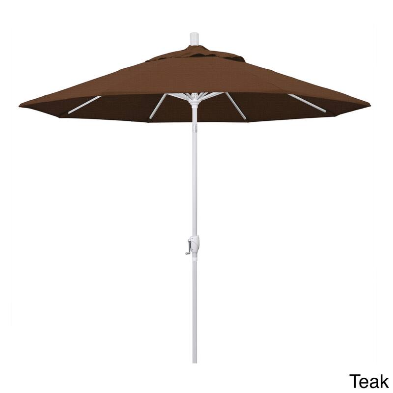 Pompano 9ft Crank Lift Push Button Tilt Round Patio Umbrella by Havenside Home, Base Not Included - Teak