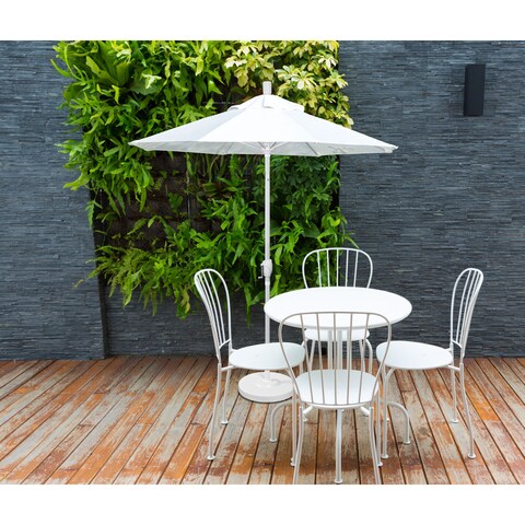 California Umbrella 9' Rd. Aluminum Market Umbrella, Crank Lift with Push Button Tilt, White Finish, Pacifica Fabric
