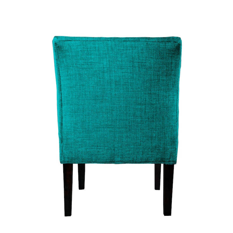 MJL Furniture Samantha Blue/Brown Fabric/Wood Button-tufted Lucky Accent Chair