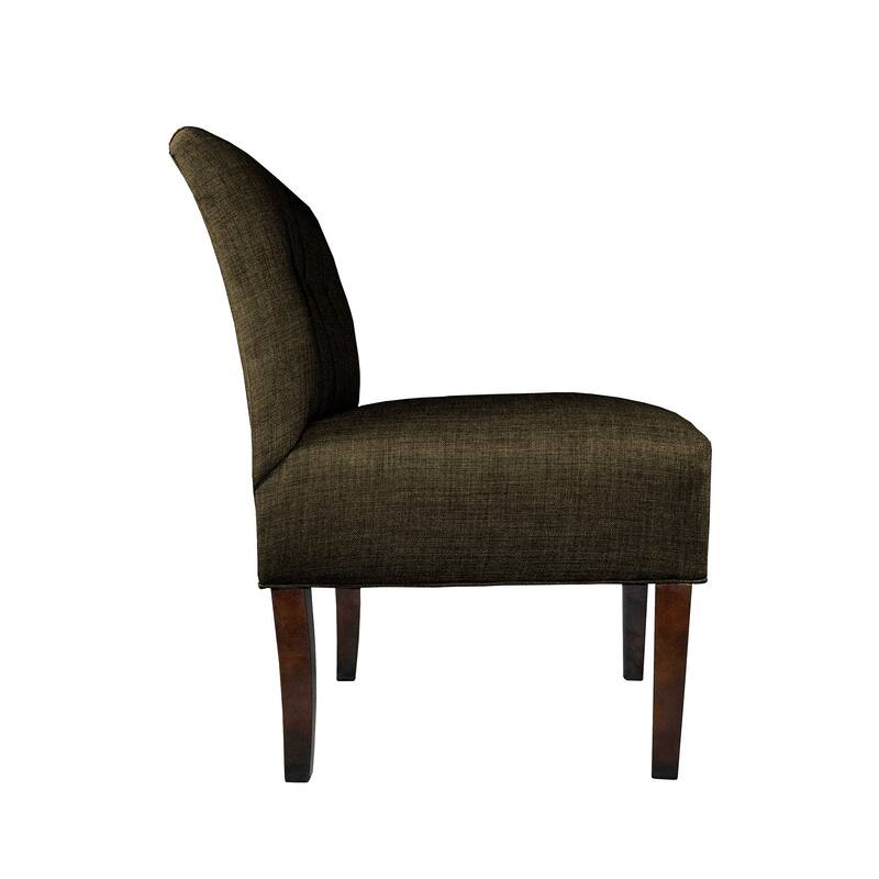 MJL Furniture Samantha Blue/Brown Fabric/Wood Button-tufted Lucky Accent Chair