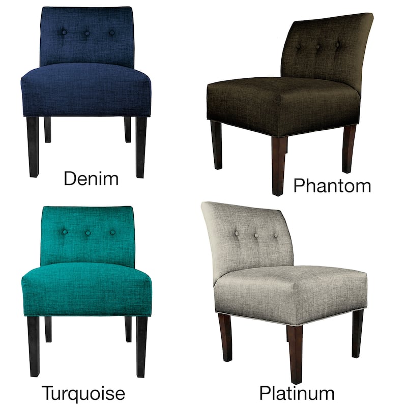 MJL Furniture Samantha Blue/Brown Fabric/Wood Button-tufted Lucky Accent Chair - Denim