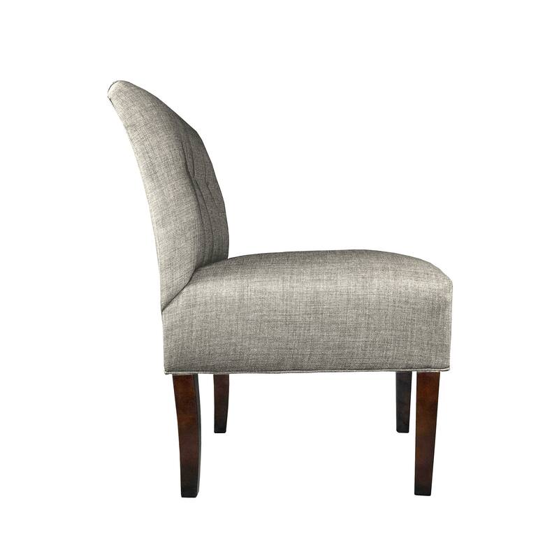 MJL Furniture Samantha Blue/Brown Fabric/Wood Button-tufted Lucky Accent Chair