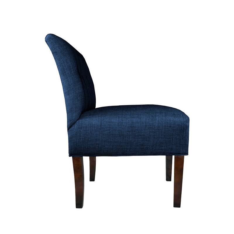 MJL Furniture Samantha Blue/Brown Fabric/Wood Button-tufted Lucky Accent Chair