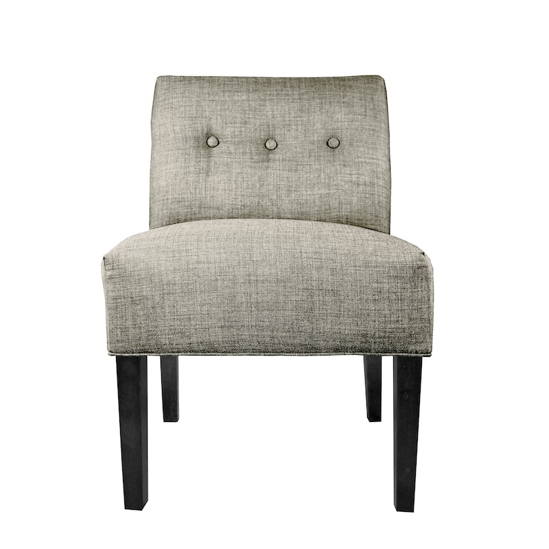 MJL Furniture Samantha Blue/Brown Fabric/Wood Button-tufted Lucky Accent Chair