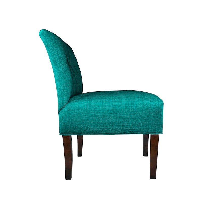 MJL Furniture Samantha Blue/Brown Fabric/Wood Button-tufted Lucky Accent Chair