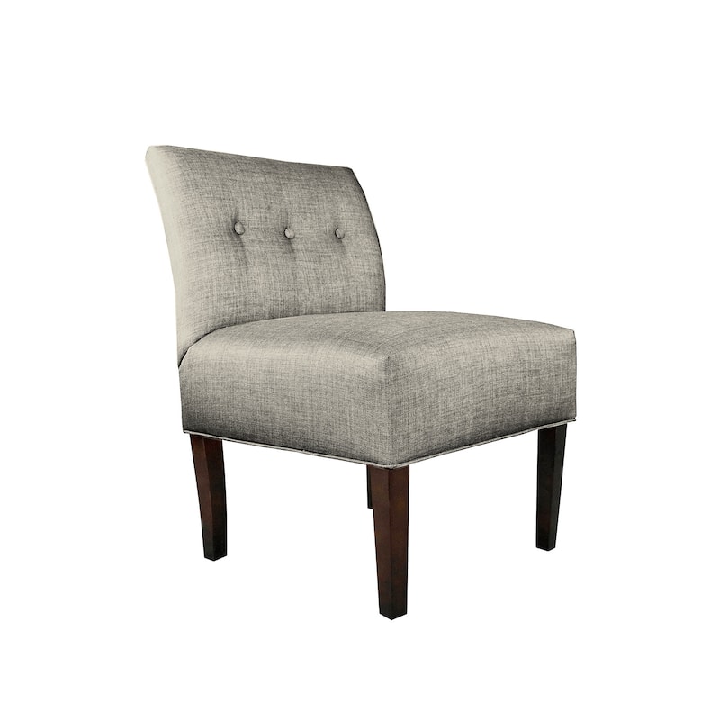 MJL Furniture Samantha Blue/Brown Fabric/Wood Button-tufted Lucky Accent Chair