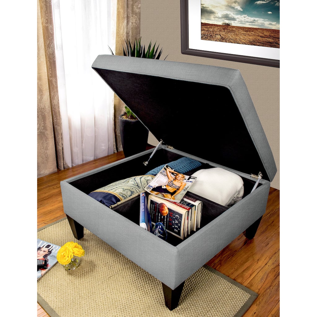 MJL Furniture Solid-colored Fabric Organizational Storage Ottoman