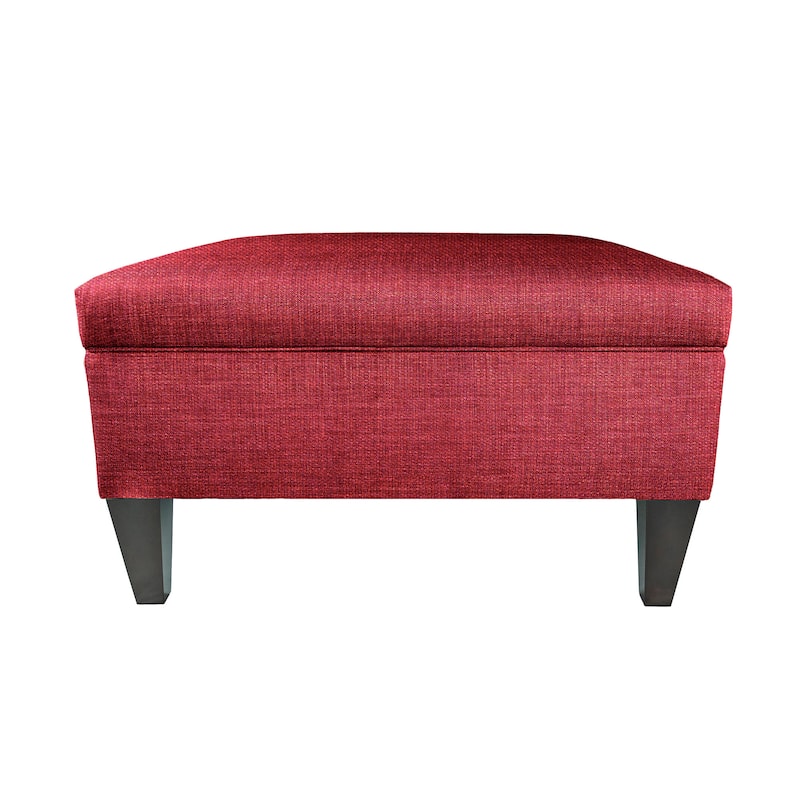 MJL Furniture Solid-colored Fabric Organizational Storage Ottoman - Ruby