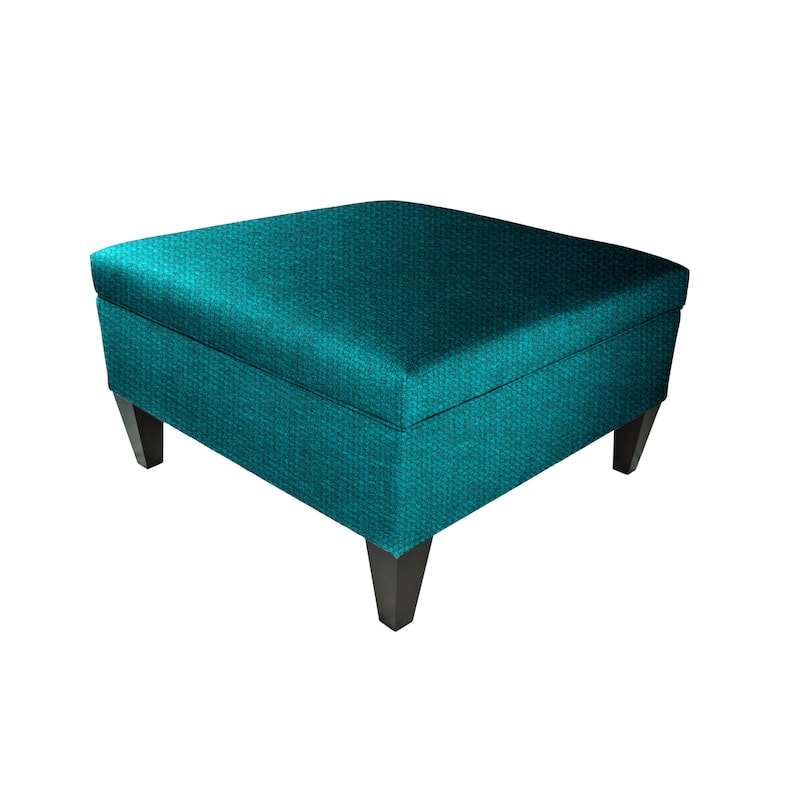 MJL Furniture Solid-colored Fabric Organizational Storage Ottoman - Zenith Teal