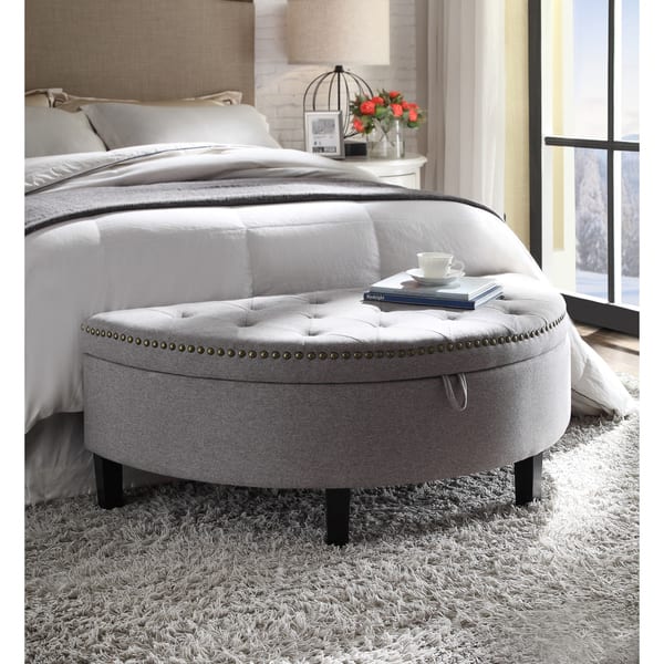 Chic Home Jacqueline Linen Half Moon Storage Ottoman - On Sale - Bed Bath &  Beyond - 11976185