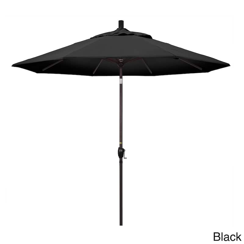 Pompano 9ft Crank Lift Push Button Tilt Round Patio Umbrella by Havenside Home, Base Not Included - Black