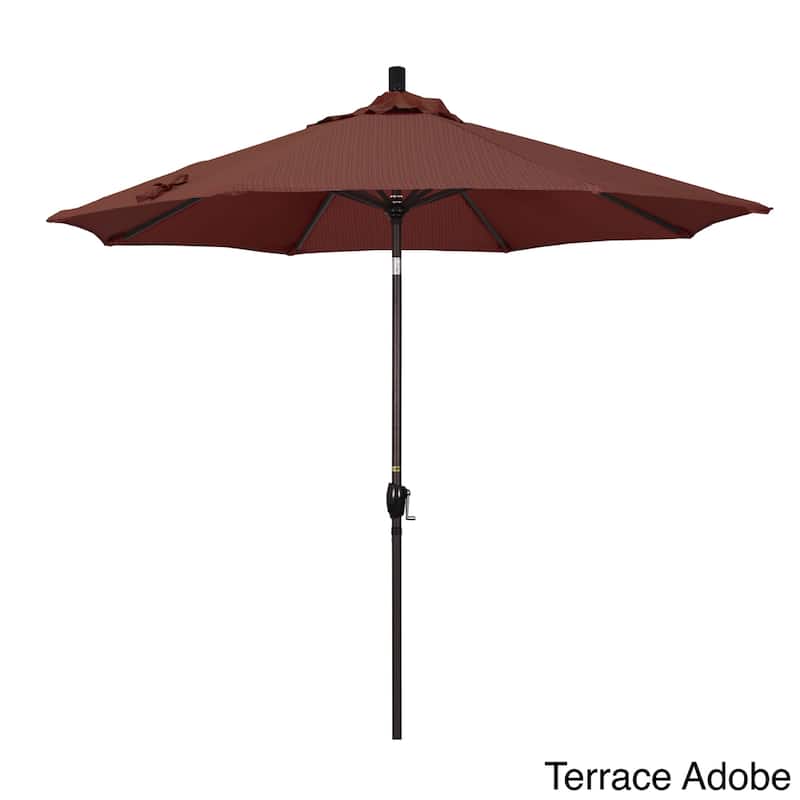 Pompano 9ft Crank Lift Push Button Tilt Round Patio Umbrella by Havenside Home, Base Not Included - Terrace Adobe