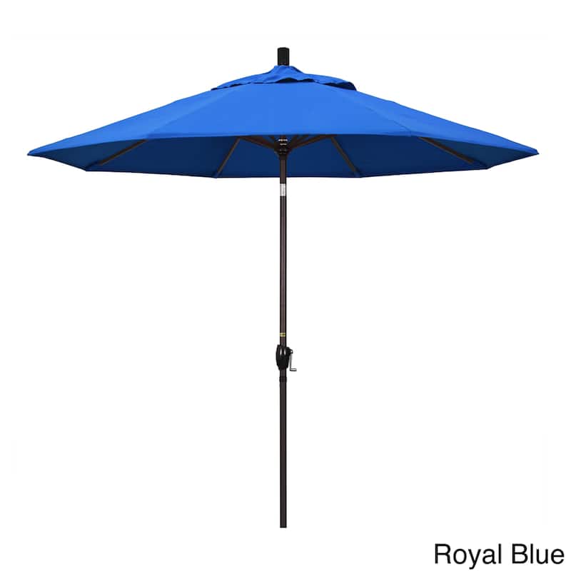Pompano 9ft Crank Lift Push Button Tilt Round Patio Umbrella by Havenside Home, Base Not Included - Royal Blue