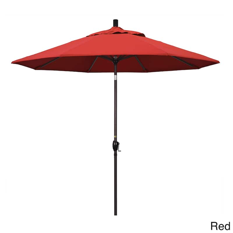 Pompano 9ft Crank Lift Push Button Tilt Round Patio Umbrella by Havenside Home, Base Not Included - Red