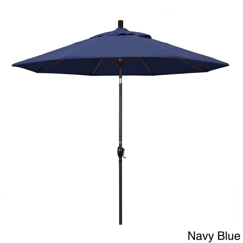Pompano 9ft Crank Lift Push Button Tilt Round Patio Umbrella by Havenside Home, Base Not Included - Navy Blue