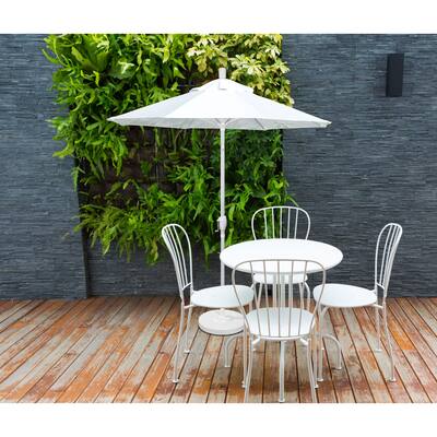 California Umbrella 7.5' Rd. Aluminum Market Umbrella, Crank Lift with Push Button Tilt, White Finish, Olefin Fabric