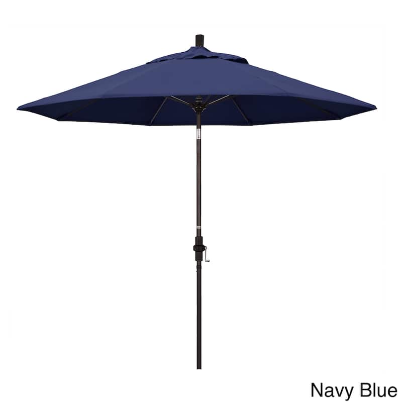 California Umbrella 7.5' Rd. Aluminum/Fiberglass Rib Market Umb, Deluxe Crank Lift/Collar Tilt, Bronze Finish, Olefin Fabric - Navy Blue