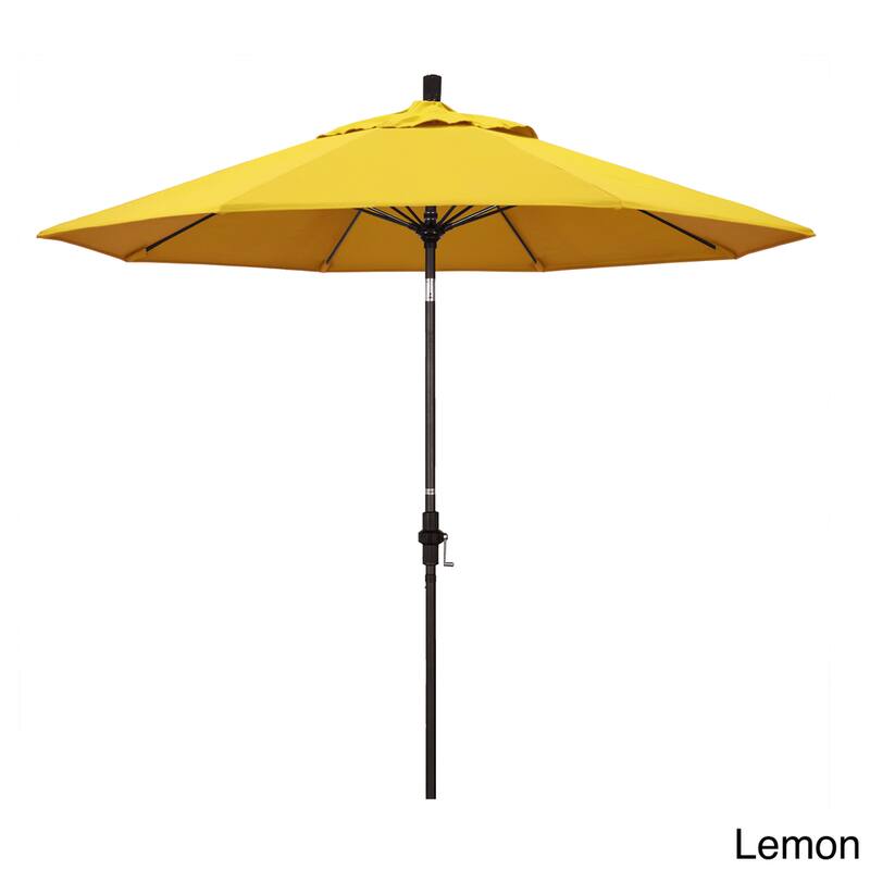 California Umbrella 7.5' Rd. Aluminum/Fiberglass Rib Market Umb, Deluxe Crank Lift/Collar Tilt, Bronze Finish, Olefin Fabric - Lemon
