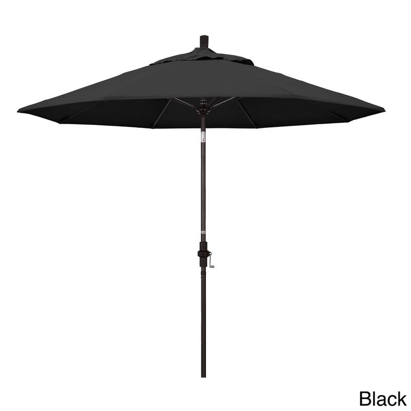 California Umbrella 7.5' Rd. Aluminum/Fiberglass Rib Patio Umb, Deluxe Crank Lift/Collar Tilt, Bronze Finish, Pacifica Fabric - Black